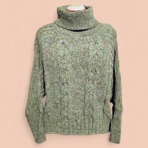 🌙 Moon & Madison Green Turtle Neck Cableknit Sweater - Size M